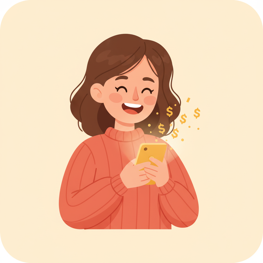 Person receiving payment on phone